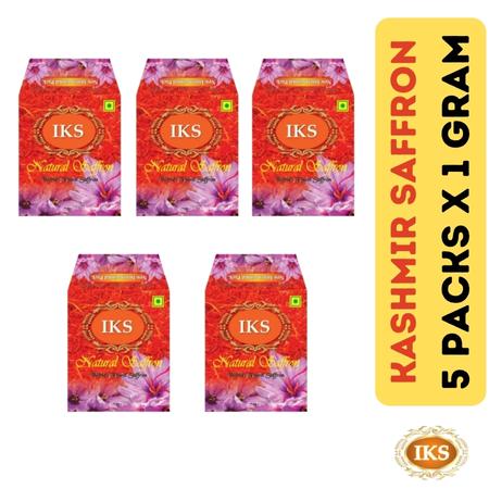 Original 5 Grams Saffron by IKS India Kashmir Saffron - Organic Kashmir Kumkuma Puvvu, 5 Grams Saffron Price in India | 5 Grams IKS India Kashmir Saffron | Saffron for Pregnant IKS 5 Grams Pack | Saffron Price 5 Grams | Kashmiri Kesar 5 Grams | Kashmir Saffron 5 Grams | Best Quality 5 Grams Saffron Pack | Pure Keshar Paanch Gram | Original Kumkum Puvvu Five Grams