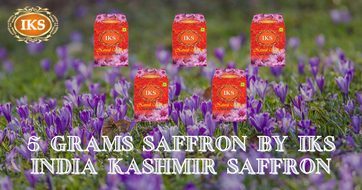 Original 5 Grams Saffron by IKS India Kashmir Saffron - Organic Kashmir Kumkuma Puvvu