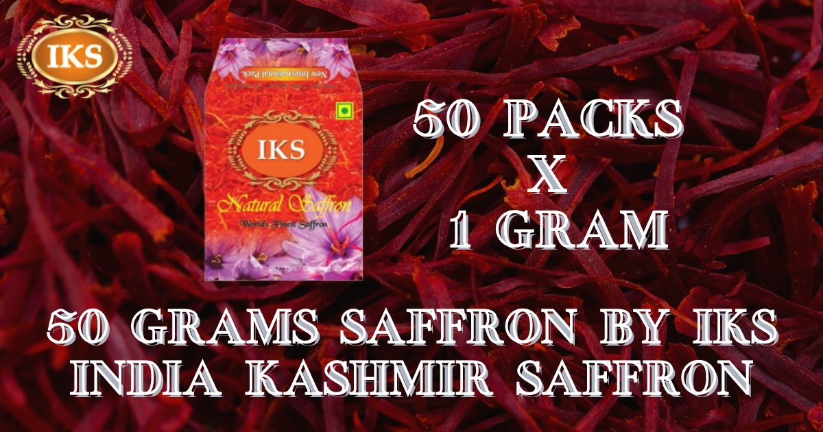 High Grade Brand 50 Grams Saffron by IKS India Kashmir Saffron - GI Tagged A++ Kesar
